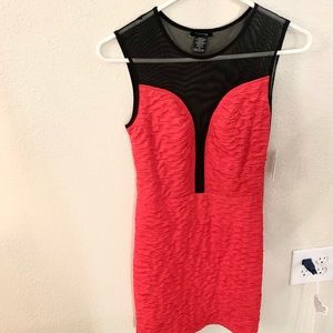 Red dress with black mesh